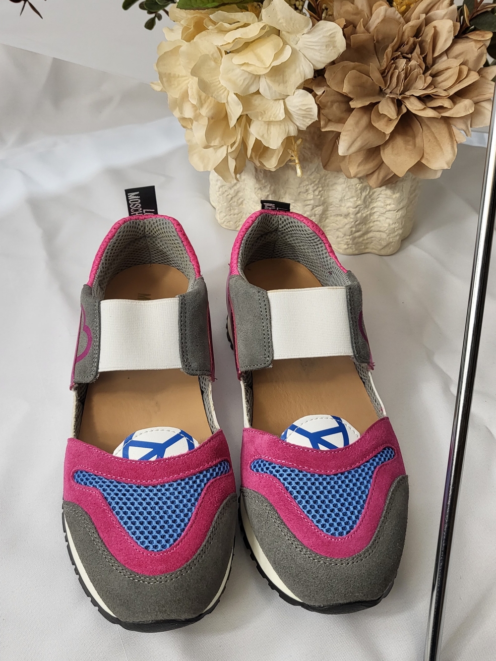 Love Moschino Pink, Gray & Blue Women's Sneakers